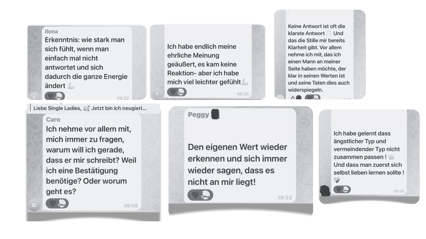 Echte WhatsApp-Nachrichten von Teilnehmerinnen