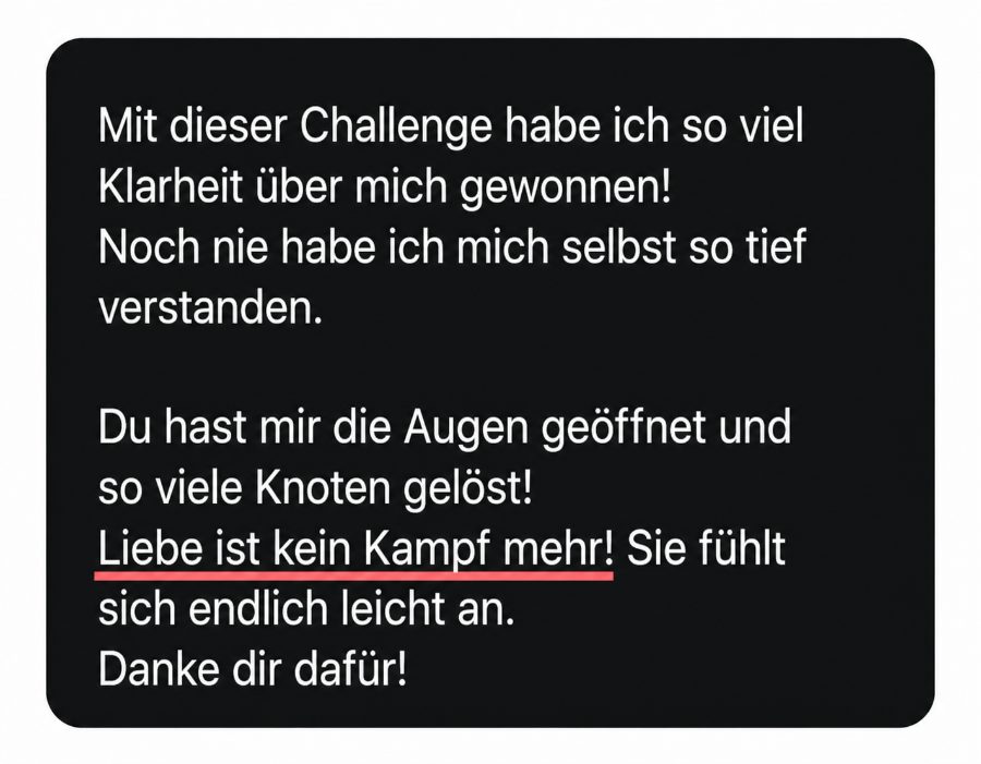 Testimonial: Liebe ist kein Kampf mehr.